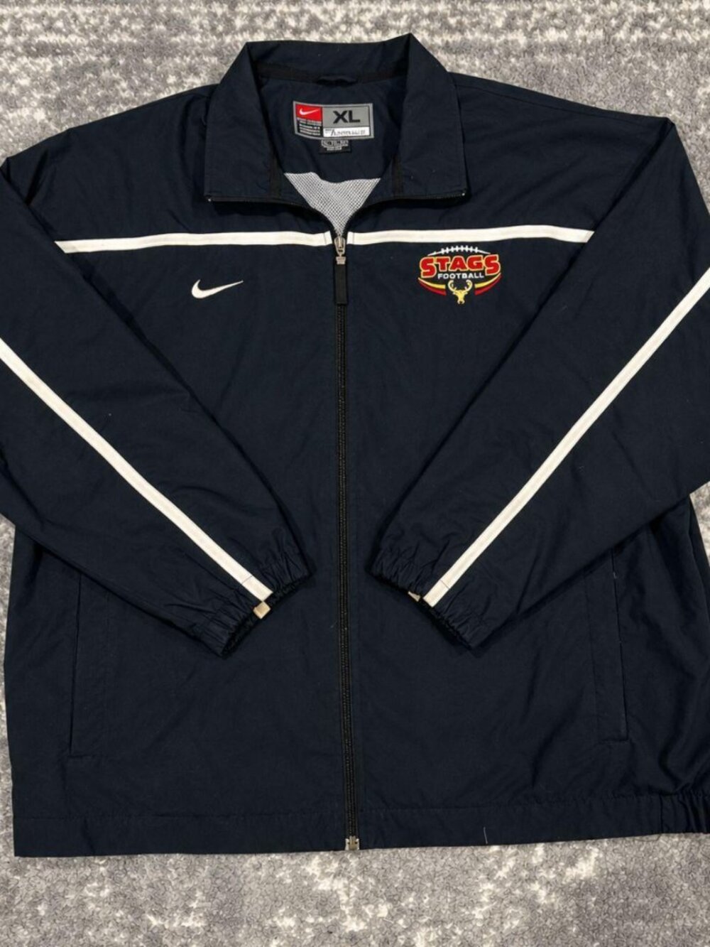 Vintage Nike Stags Football Navy Windbreaker Jacket XL